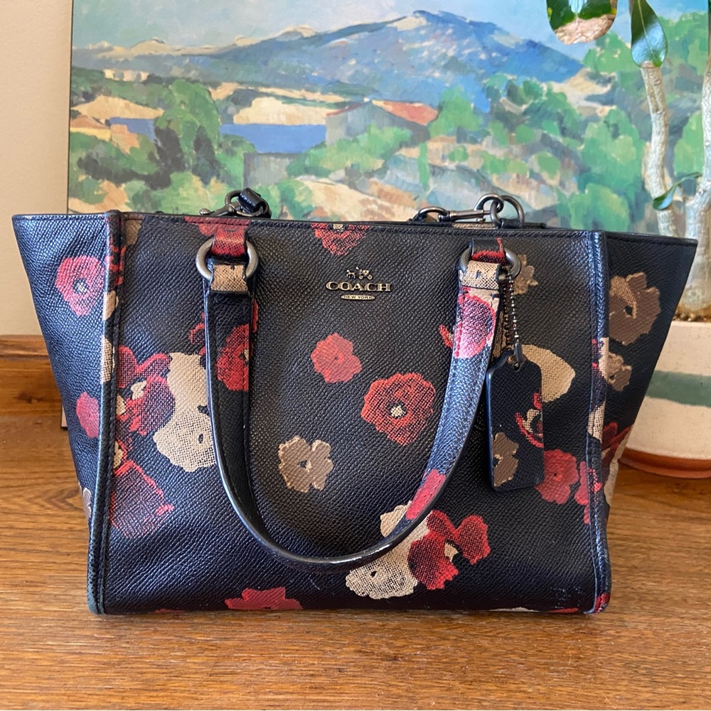 COACH CROSBY FLORAL FLOWER PRINTED LEATHER SATCHEL BAG PURSE 33856 MULTI_RARE - Picture 3 of 11